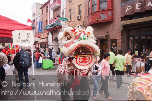 A dragon parade during the Autumn Festival in Chinatown in Phila